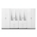 4-HALF MIRROR WITH 4-BOTTOM DRAWERS 8 DOOR WARDROBE (Assembled) - Image 3
