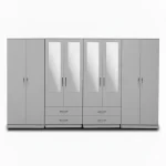 4-HALF MIRROR WITH 4-BOTTOM DRAWERS 8 DOOR WARDROBE (Assembled) - Image 2