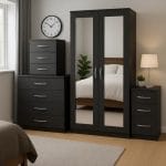 2-FULL MIRROR 2 DOOR WARDROBE SET (Assembled) - Image 5