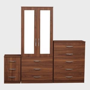 2-Half Mirror 2 Door Wardrobe Set (Assembled)