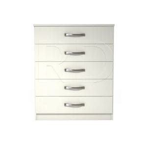 Ready assembled classic 5 drawer chest white
