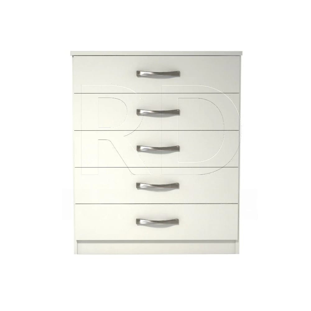 Classic-5-drawer-chest-white Ready assembled classic 5 drawer chest white