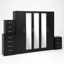 3-FULL MIRROR 5 DOOR WARDROBE SET (Assembled) - Image 8