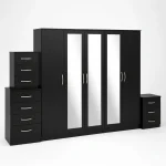 3-FULL MIRROR 5 DOOR WARDROBE SET (Assembled) - Image 3