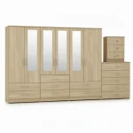 4-HALF MIRROR 6 DOOR WARDROBE (Assembled) - Image 2