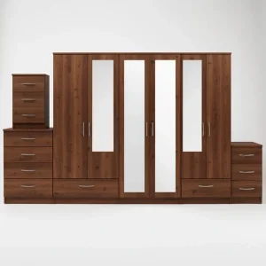 2-Full 2-Half Mirror 6 Door Wardrobe (Assembled)