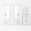 2-HALF MIRROR 5 DOOR WARDROBE SET (Assembled) - Image 9