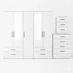 2-HALF MIRROR 5 DOOR WARDROBE SET (Assembled) - Image 4