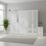 2-FULL MIRROR 4 DOOR WARDROBE SET (Assembled) - Image 6