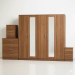 2-FULL MIRROR 5 DOOR WARDROBE SET (Assembled) - Image 2