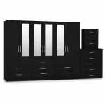 4-Half Mirror 6 Door Wardrobe (Assembled)