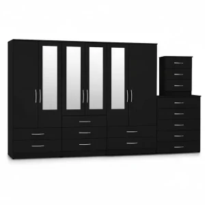 4-Half Mirror 6 Door Wardrobe (Assembled)