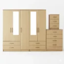 2-HALF MIRROR 5 DOOR WARDROBE SET (Assembled) - Image 7