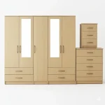 2-HALF MIRROR 5 DOOR WARDROBE SET (Assembled) - Image 2
