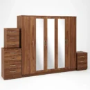 3-FULL MIRROR 5 DOOR WARDROBE SET (Assembled) - Image 9
