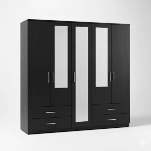 2-Half & 1-Full Mirror 5 Door Wardrobe Set (Assembled)