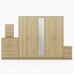 1-FULL MIRROR 5 DOOR WARDROBE SET (Assembled) - Image 5