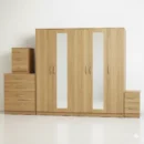 2-FULL MIRROR 5 DOOR WARDROBE SET (Assembled) - Image 9