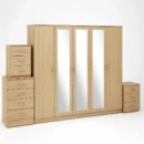 3-FULL MIRROR 5 DOOR WARDROBE SET (Assembled) - Image 7