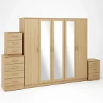 3-FULL MIRROR 5 DOOR WARDROBE SET (Assembled) - Image 2
