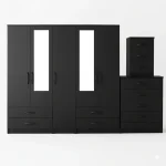 2-HALF MIRROR 5 DOOR WARDROBE SET (Assembled) - Image 3
