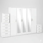 3-FULL MIRROR 5 DOOR WARDROBE SET (Assembled) - Image 5