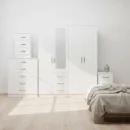 1-HALF MIRROR 4 DOOR WARDROBE SET (Assembled) - Image 13
