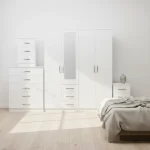 1-HALF MIRROR 4 DOOR WARDROBE SET (Assembled) - Image 3