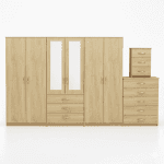 2-HALF MIRROR 6 DOOR WARDROBE (Assembled) - Image 2