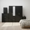 1-HALF MIRROR 4 DOOR WARDROBE SET (Assembled) - Image 15