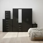 1-HALF MIRROR 4 DOOR WARDROBE SET (Assembled) - Image 5