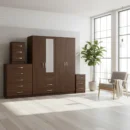 1-HALF MIRROR 4 DOOR WARDROBE SET (Assembled) - Image 14
