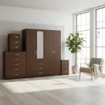 1-HALF MIRROR 4 DOOR WARDROBE SET (Assembled) - Image 4