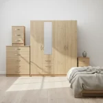 1-HALF MIRROR 4 DOOR WARDROBE SET (Assembled) - Image 2