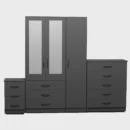 2-HALF MIRROR 3 DOOR WARDROBE (Assembled) - Image 6