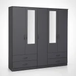 2-HALF MIRROR 5 DOOR WARDROBE SET (Assembled) - Image 5