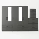 2-HALF MIRROR 5 DOOR WARDROBE SET (Assembled) - Image 10
