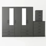 2-HALF MIRROR 5 DOOR WARDROBE SET (Assembled) - Image 5