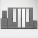 2-FULL, 2-HALF MIRROR 6 DOOR WARDROBE (Assembled) - Image 7
