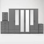 2-FULL, 2-HALF MIRROR 6 DOOR WARDROBE (Assembled) - Image 2
