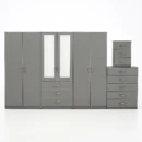 2-HALF MIRROR 6 DOOR WARDROBE (Assembled) - Image 6