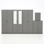 2-Half Mirror 6 Door Wardrobe (Assembled)