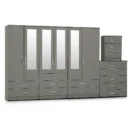 4-HALF MIRROR 6 DOOR WARDROBE (Assembled) - Image 9