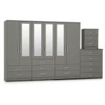 4-HALF MIRROR 6 DOOR WARDROBE (Assembled) - Image 4