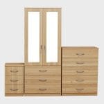 2-HALF MIRROR 2 DOOR WARDROBE SET (Assembled) - Image 4
