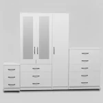 2-HALF MIRROR 3 DOOR WARDROBE (Assembled) - Image 4