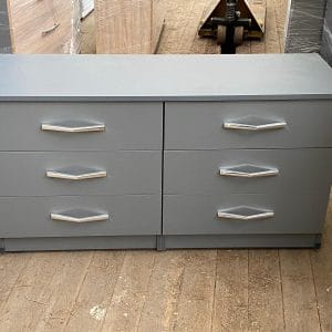 Modern 6 drawers long chest with 3 by 3 drawers