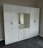 Fully assembled vanity Wardrobe Cabinet with Mirror Shelf, 3 Drawers & Hanging Space - Spacious Bedroom Closet Storage