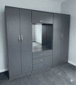 Fully assembled vanity Wardrobe Cabinet with Mirror Shelf, 3 Drawers & Hanging Space - Spacious Bedroom Closet Storage - Image 4