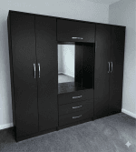 Fully assembled vanity Wardrobe Cabinet with Mirror Shelf, 3 Drawers & Hanging Space - Spacious Bedroom Closet Storage - Image 5